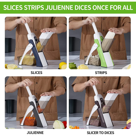 Vegetable Chopper, Safe Slicer With Adjustable Thickness