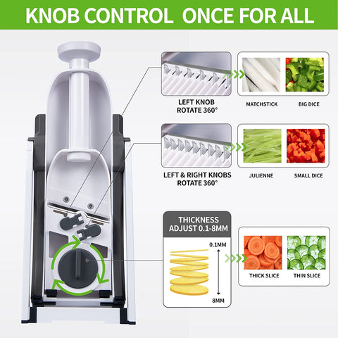 Vegetable Chopper, Safe Slicer With Adjustable Thickness