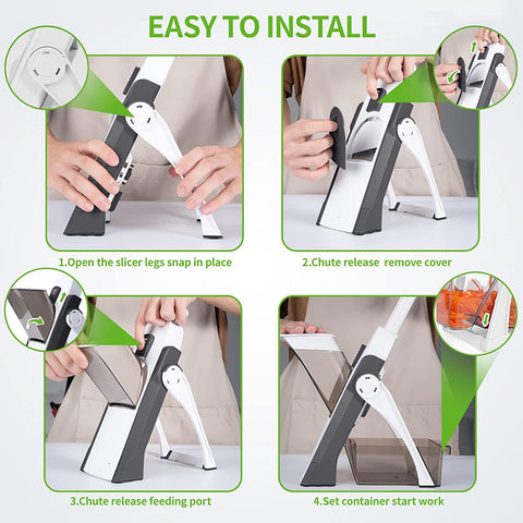 Vegetable Chopper, Safe Slicer With Adjustable Thickness